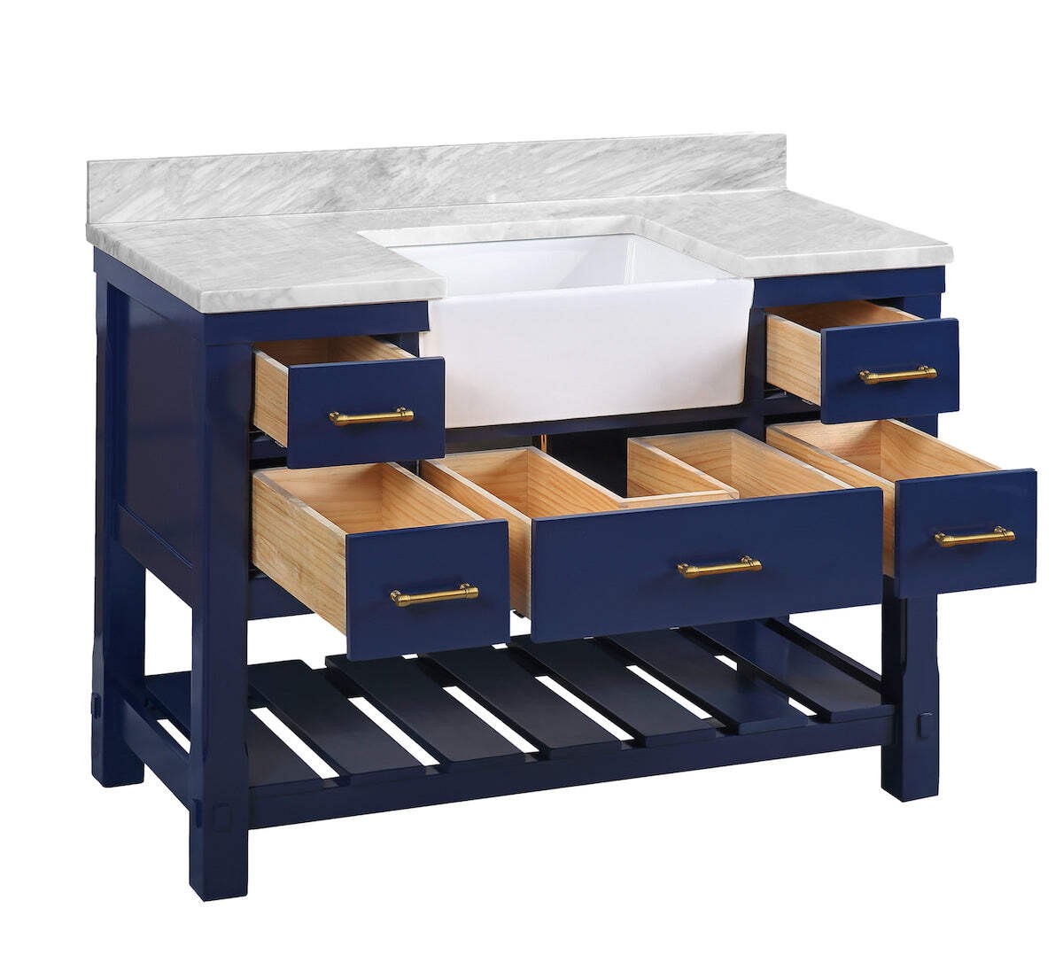 Charlotte 48-inch Farmhouse Vanity with Carrara Marble Top