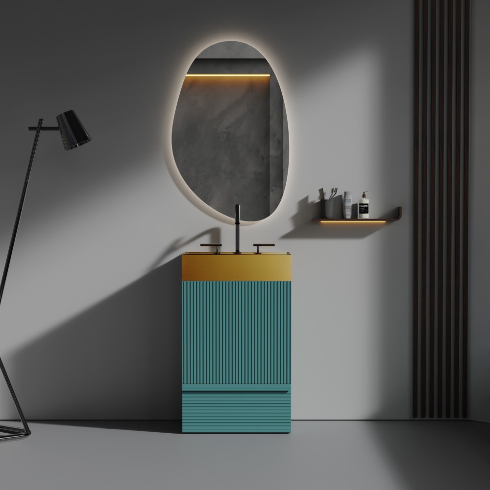 Bathroom Vanity with Sink Removable Design with Handle Features 3 Faucet Holes