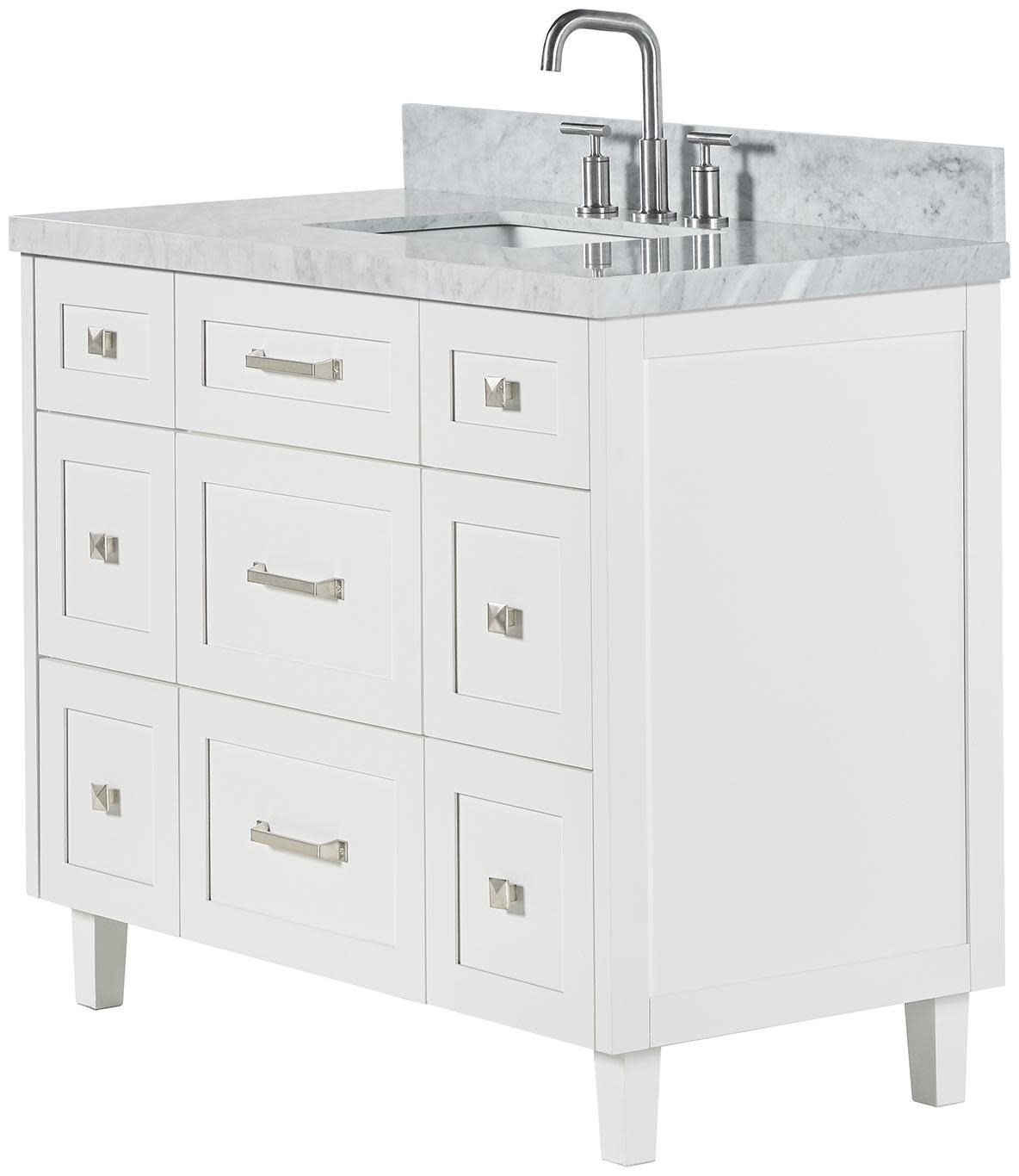 Ariel B43CWRVO Monroe 43″ – White / Italian Carrara Marble Top / Brushed Nickel