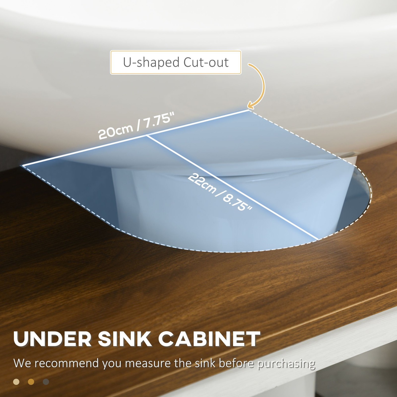 23.5×11.75×23.5in Vanity Cabinet with 110lb Capacity 2 Doors and Shelves