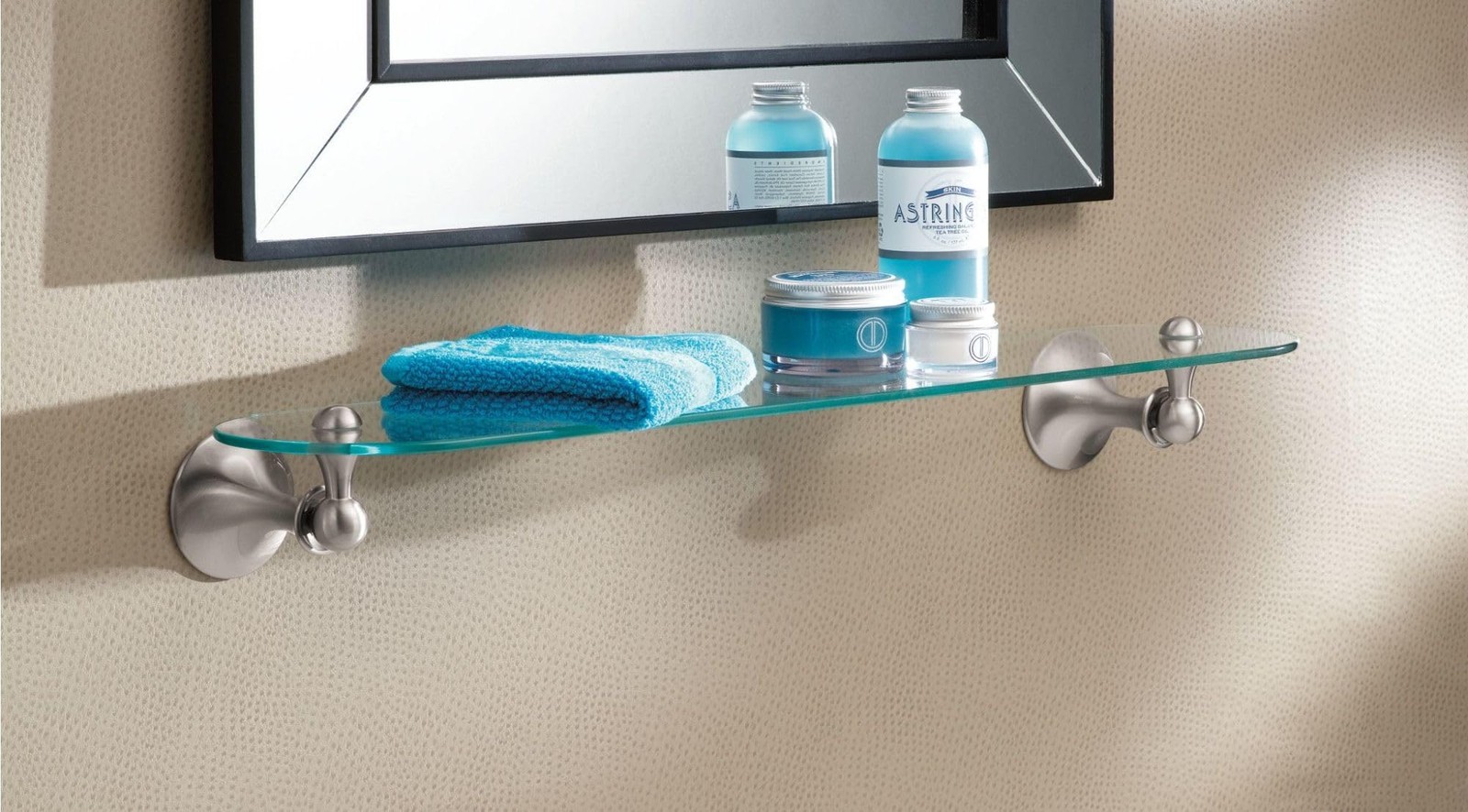 Moen DN7790BN Lounge Glass Bathroom Vanity Shelf Brushed Nickel Wall Mount
