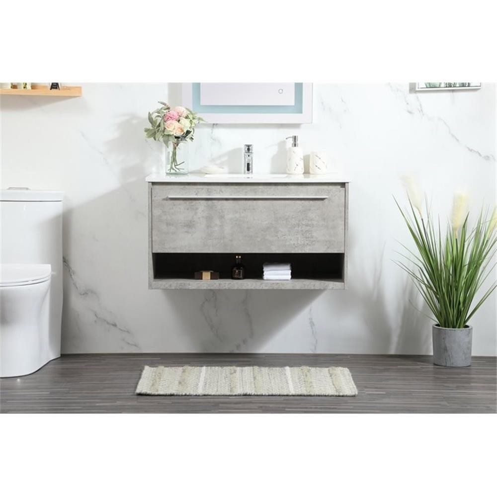 Elegant Decor Roman 36″ Aluminum Alloy MDF Single Bathroom Vanity in Gray