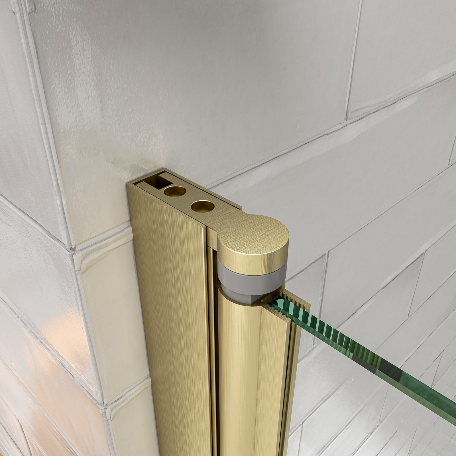 Frameless Shower Door 180 Pivot Brushed Gold Tempered Glass 31-32″ x 55″
