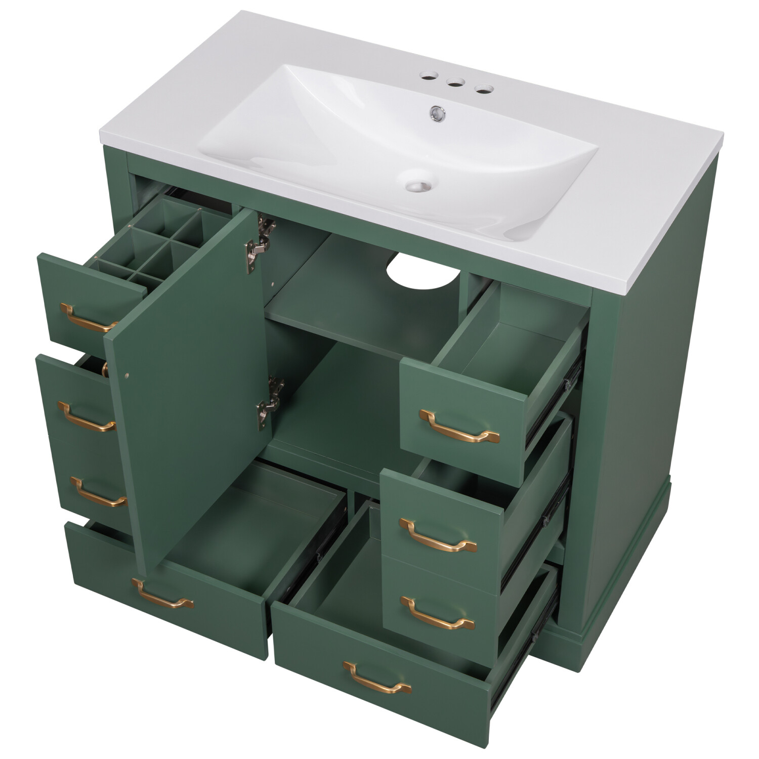 36“ Bathroom Vanity w/ Sink, 6 Drawers, Freestanding Storage Bath Vanity Cabinet