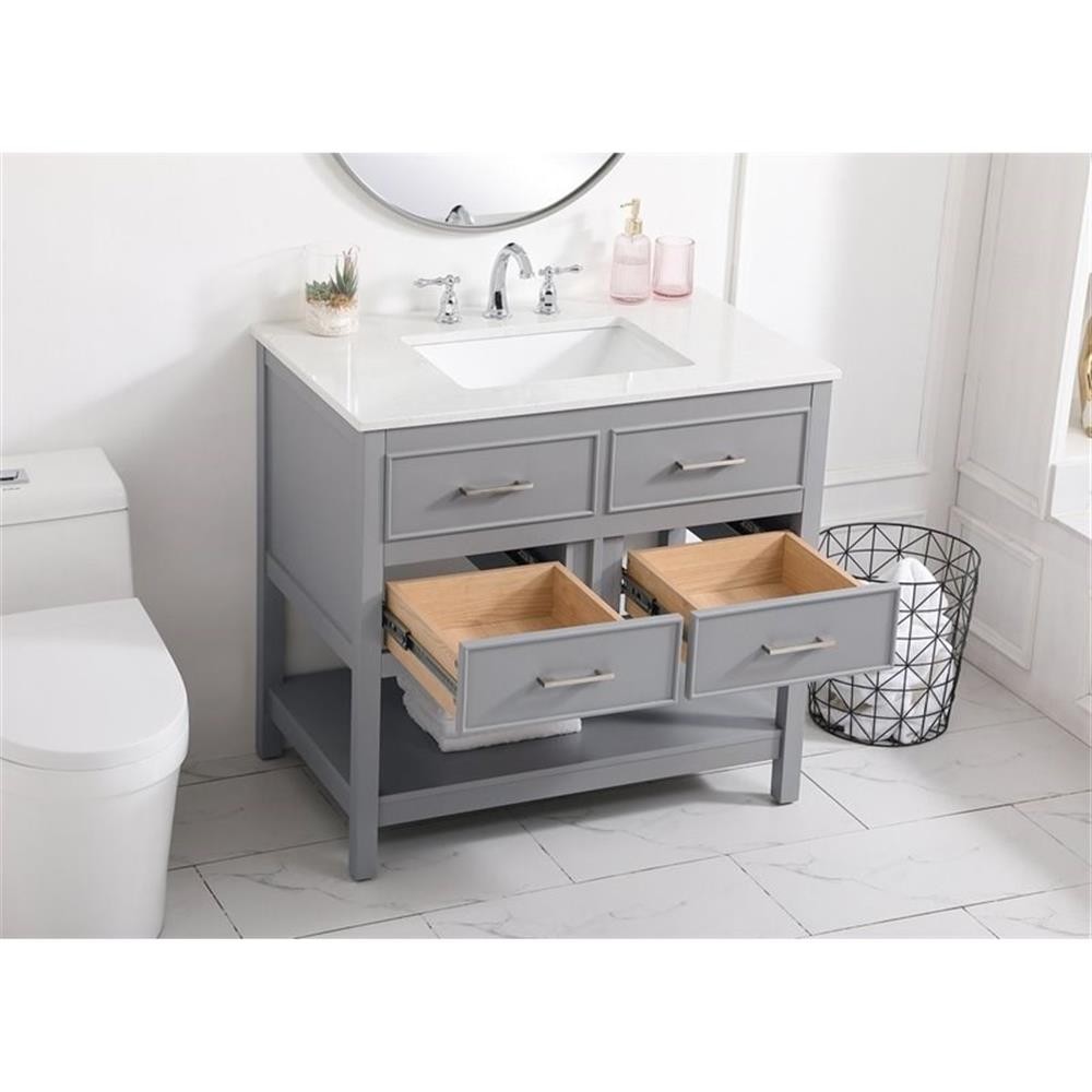 Elegant Decor Sinclaire 36″ Aluminum Alloy & MDF Single Bathroom Vanity in Gray