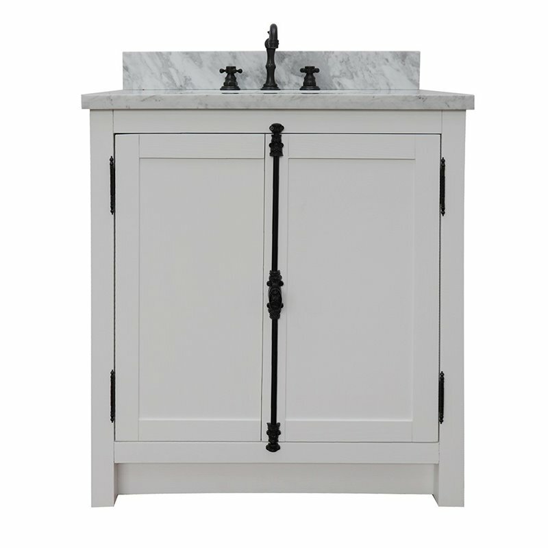Plantation Solid Wood Rectangle Sink Vanity in Glacier Ash/White Carrara