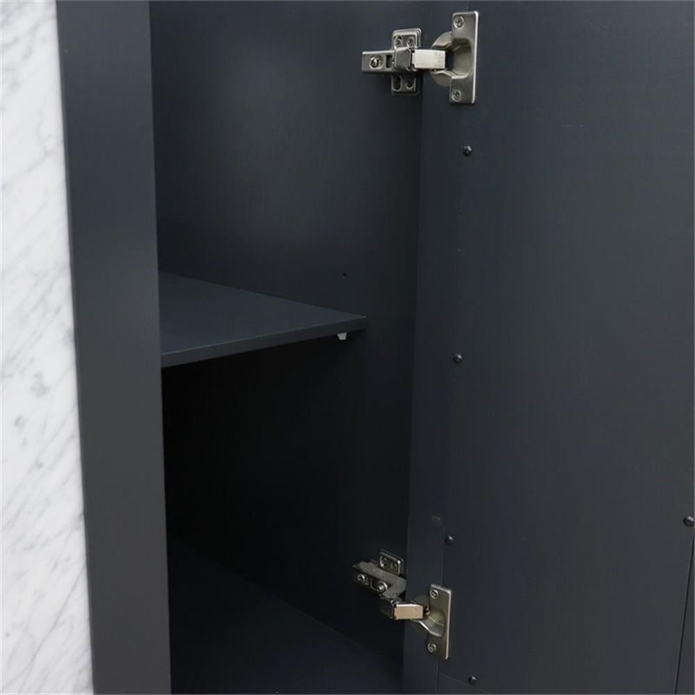 Pemberly Row 61″ Double Round Sink Vanity in Dark Gray/White Quartz Stone