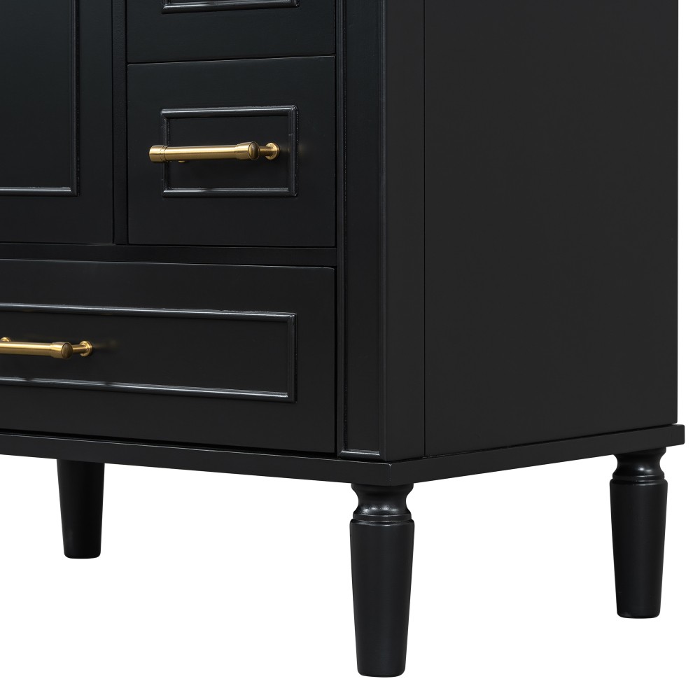 Traditional 30″ Black Bathroom Vanity Set, Floor Standing, with Three Drawers
