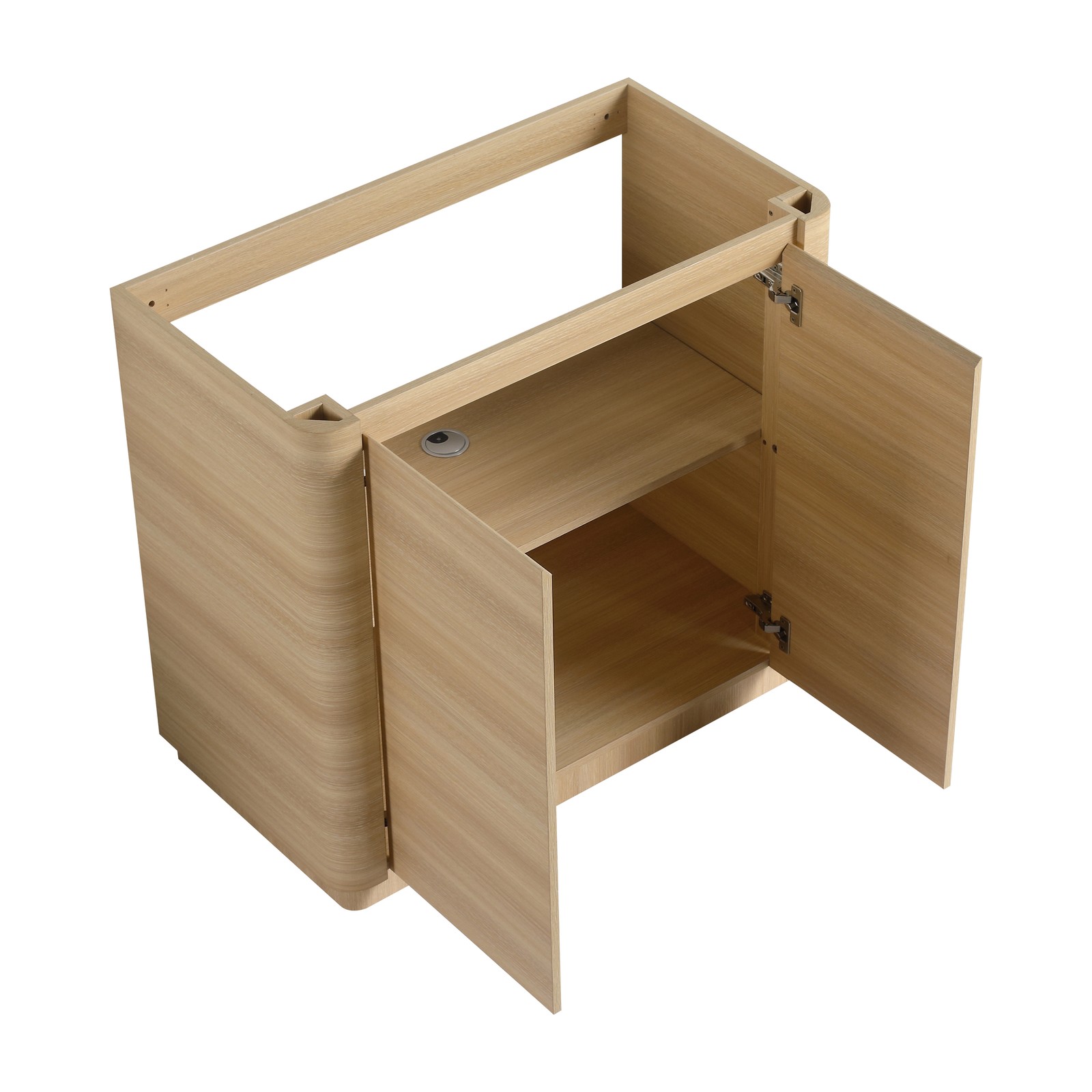 36” Plywood Freestanding Bathroom Vanity W/White Ceramic Sink 2 Doors Oak Color