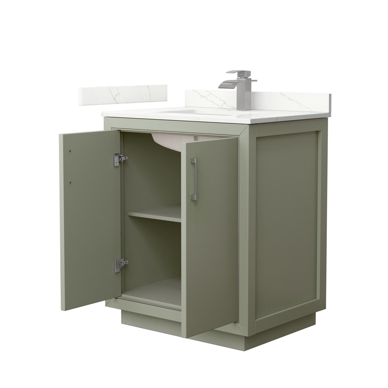 Wyndham Collection WCF111130S-QTZ-UNSMXX Icon 30″ – Dark Gray / White Quartz Top