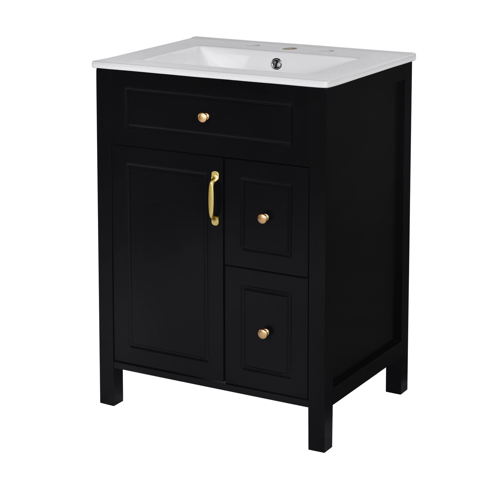 24″ Bathroom Vanity with Ceramic Sink, Modern Storage Cabinet w/Soft Close Door