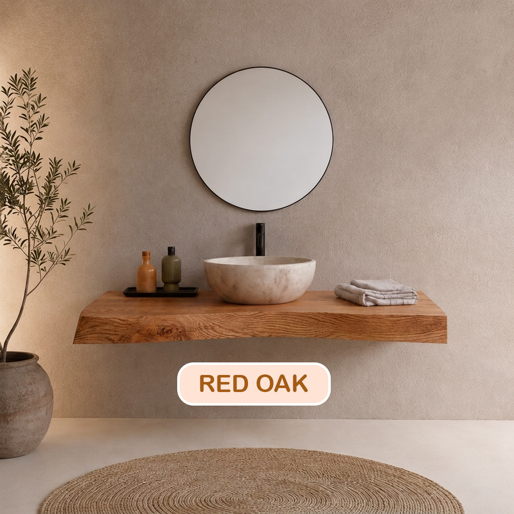 Bathroom Vanity Modern Rustic Solid Wood Live Edge Sink Counter Bathroom