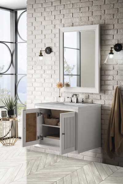 30″ James Martin Athens E645-V30-GW-3VSL Vanity Cabinet Victorian Silver Top