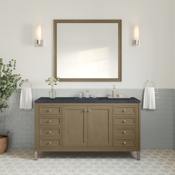 60″ James Martin Chicago 503-V60S-WLW-3CSP Vanity Cabinet Charcoal Soapstone Top