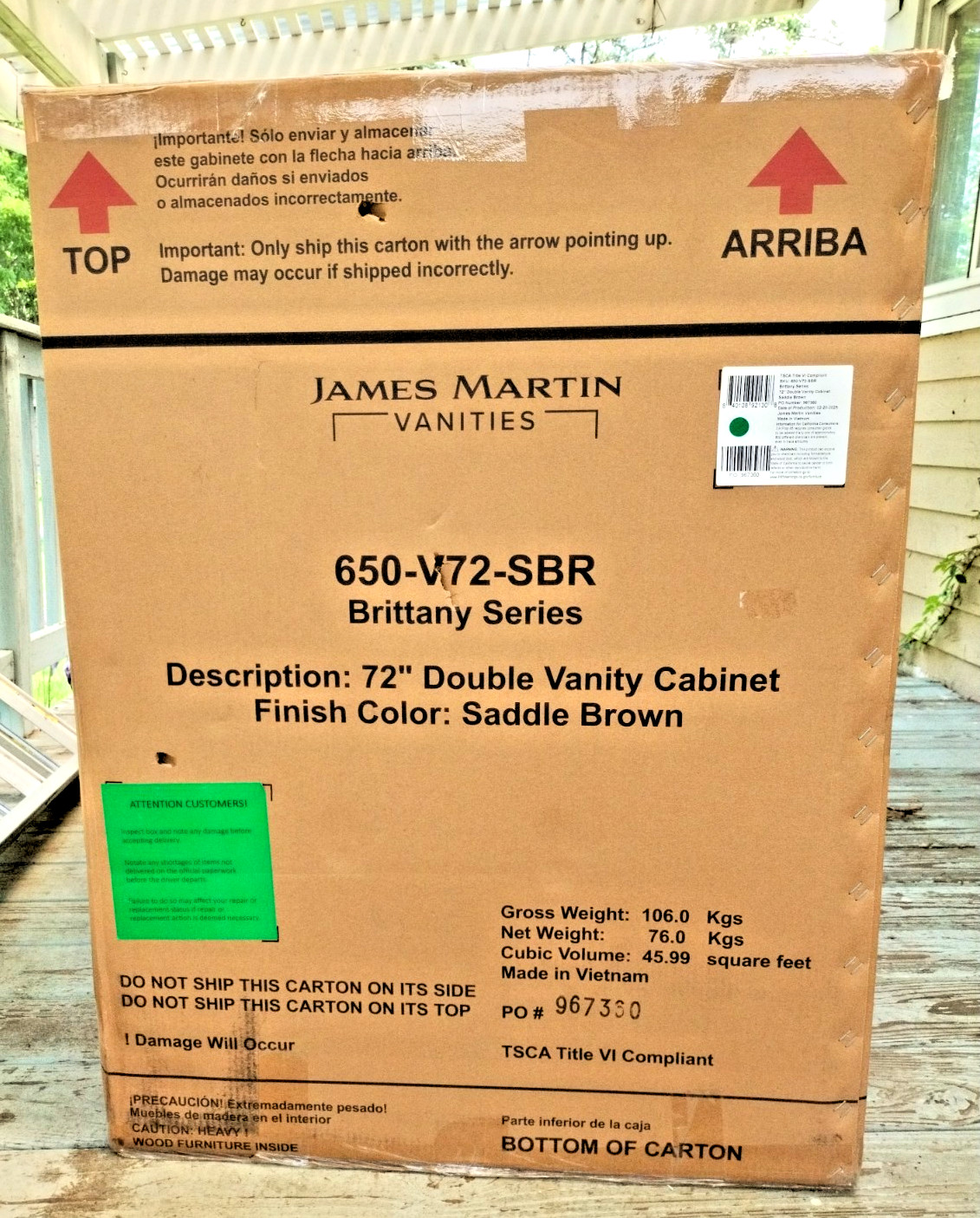 James Martin Brittany Series 72-Inch Double Bathroom Vanity Base — Saddle Brown