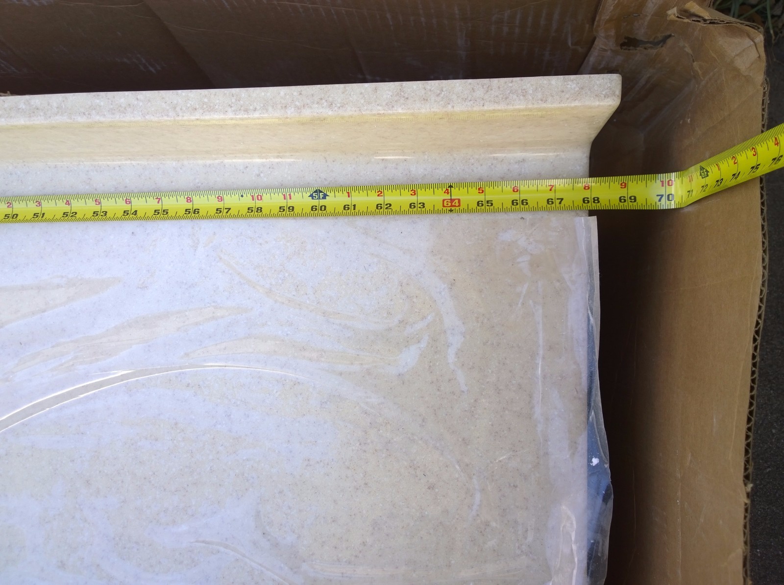 NIB Bath Premium CULTURED GRANITE Vanity Cabinet Top SINK 68″W x 22″/13″ D