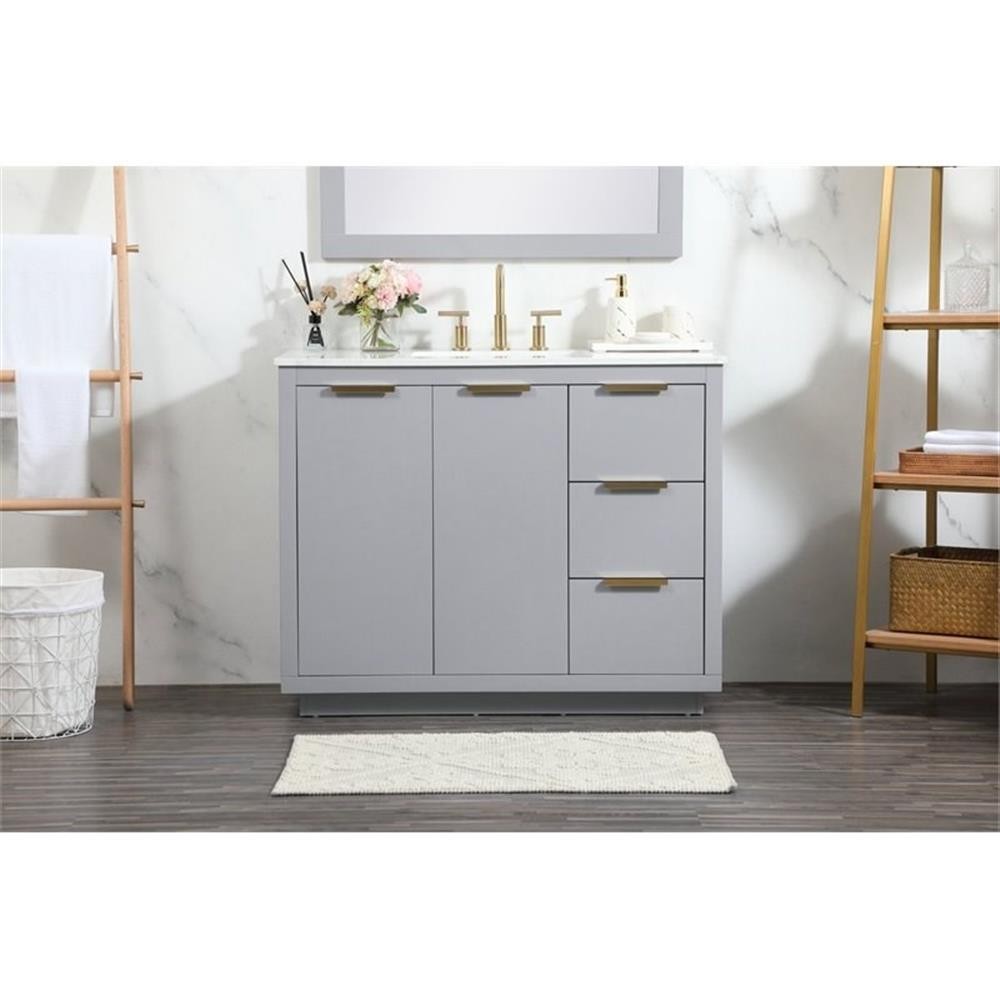 Elegant Decor Blake 42″ Aluminum Alloy MDF Single Bathroom Vanity in Gray