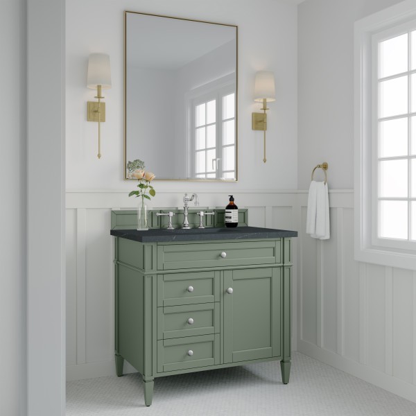 36″ James Martin Brittany 650-V36-SC-3CSP Vanity Cabinet Charcoal Soapstone Top