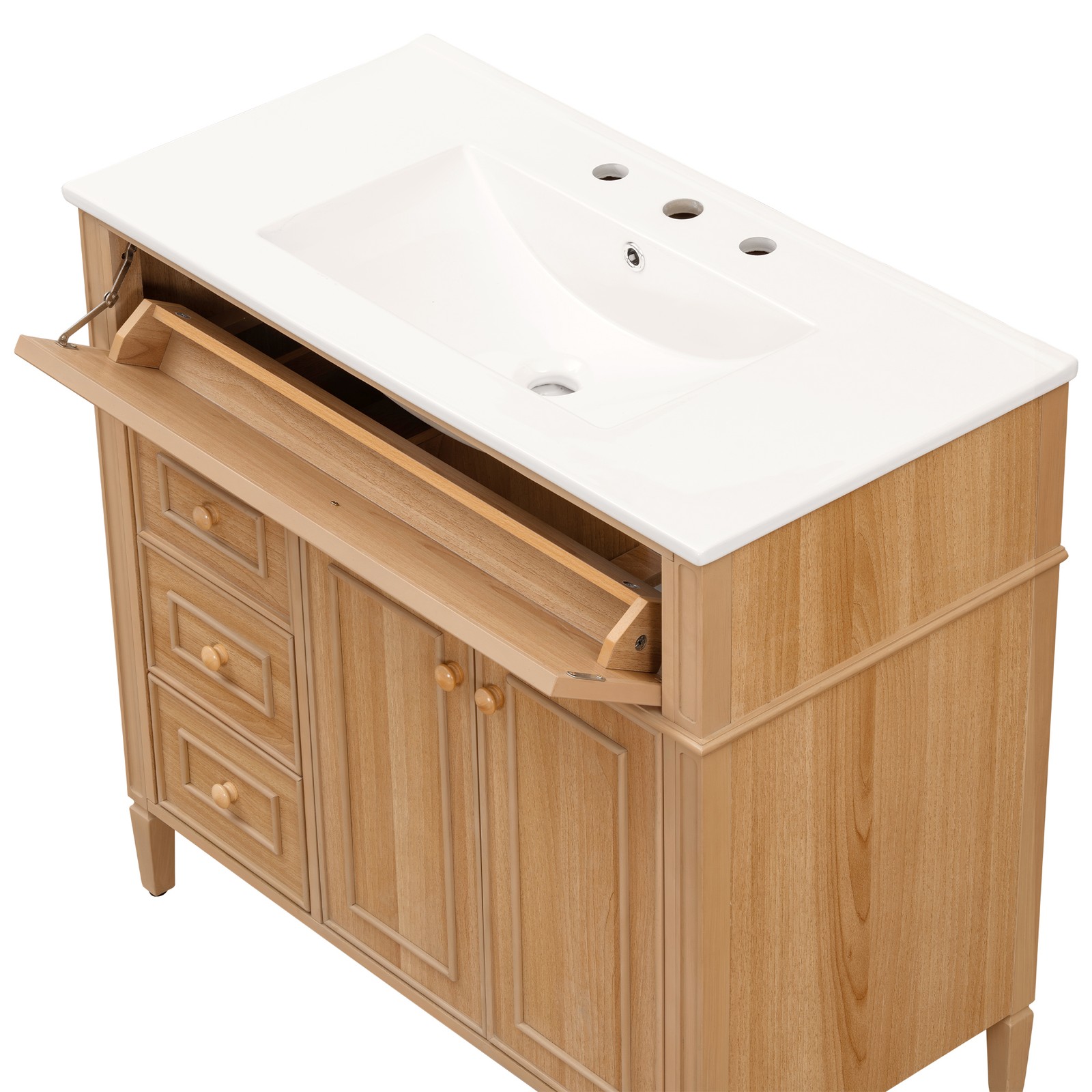 36″ Bathroom Vanity w/Sink,3 Drawers,Freestanding Storage Vanity 2 Doors Cabinet