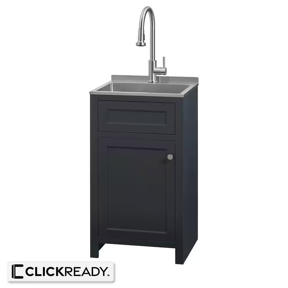 20 In. W Drop-In Laundry Sink with Faucet and Ready to Assemble Cabinet with CLI
