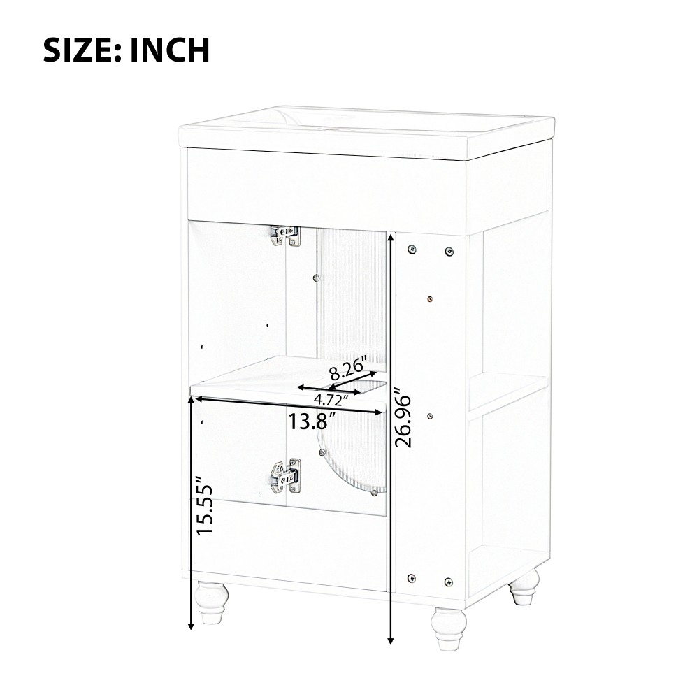 Bathroom Vanity W Sink Adjustable Double Shelves Solid Wood and MDF Construction