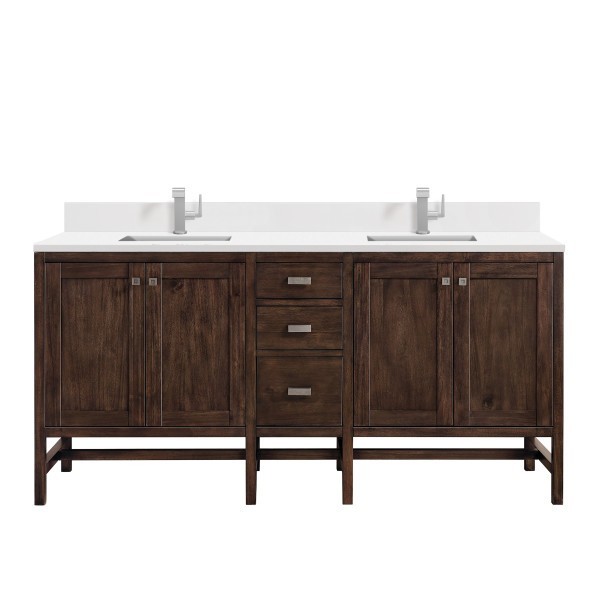 72″ James Martin Addison E444-V72-MCA-1WZ Double Vanity Cabinet White Zeus Top