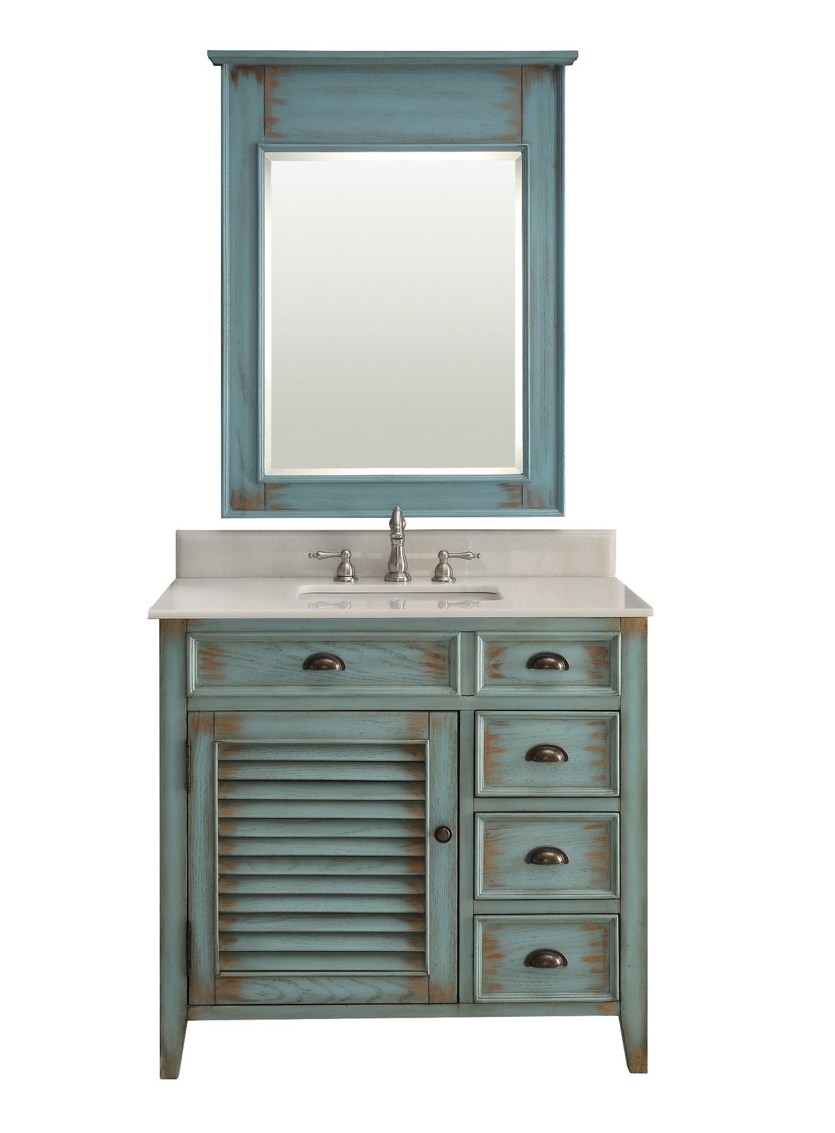 36 inch Distressed Blue Abbeville Bathroom Sink Vanity CF-78887BU