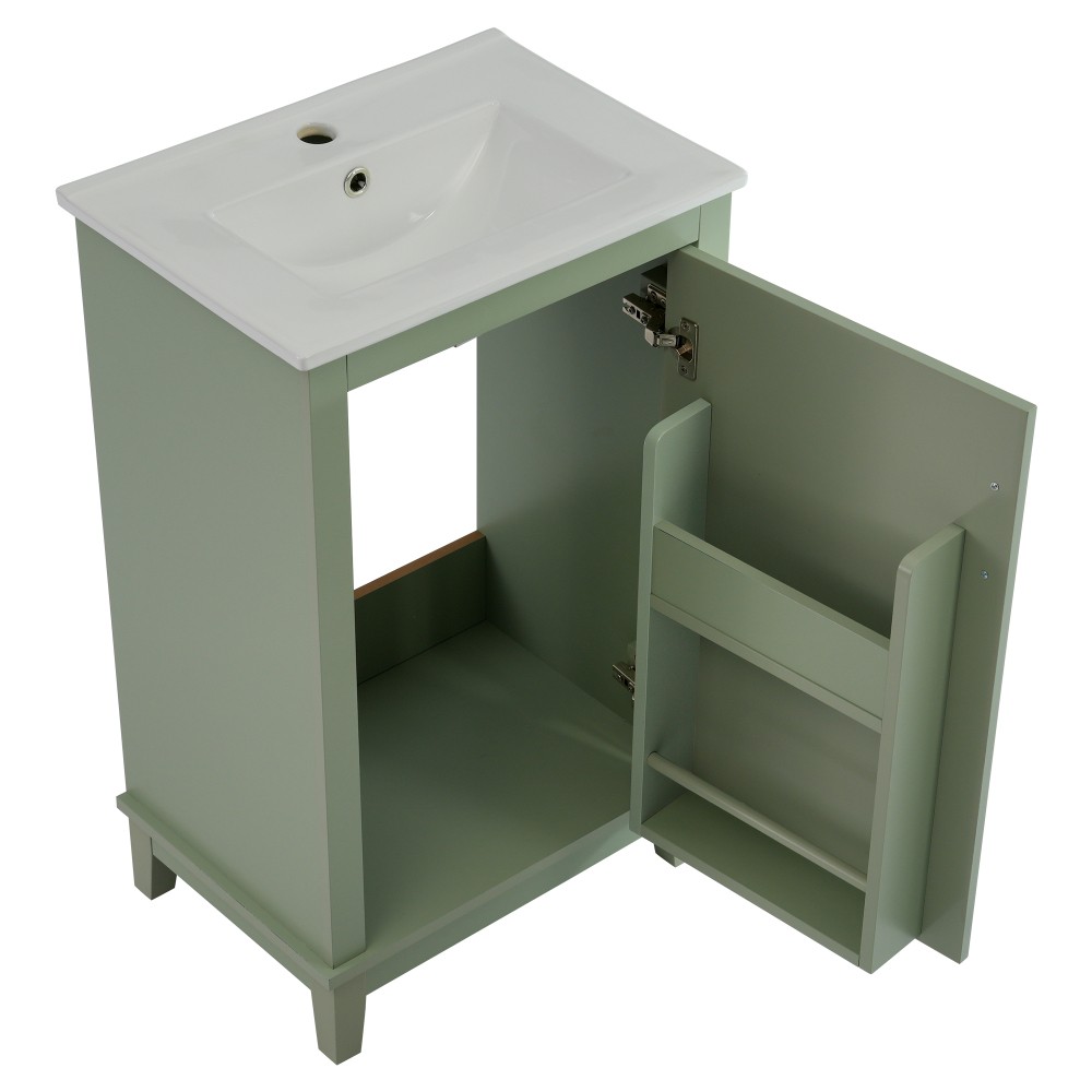 20 Inch Modern Small Bathroom Vanity Cabinet With Ceramic Basin- 20*14.5*33.3 In