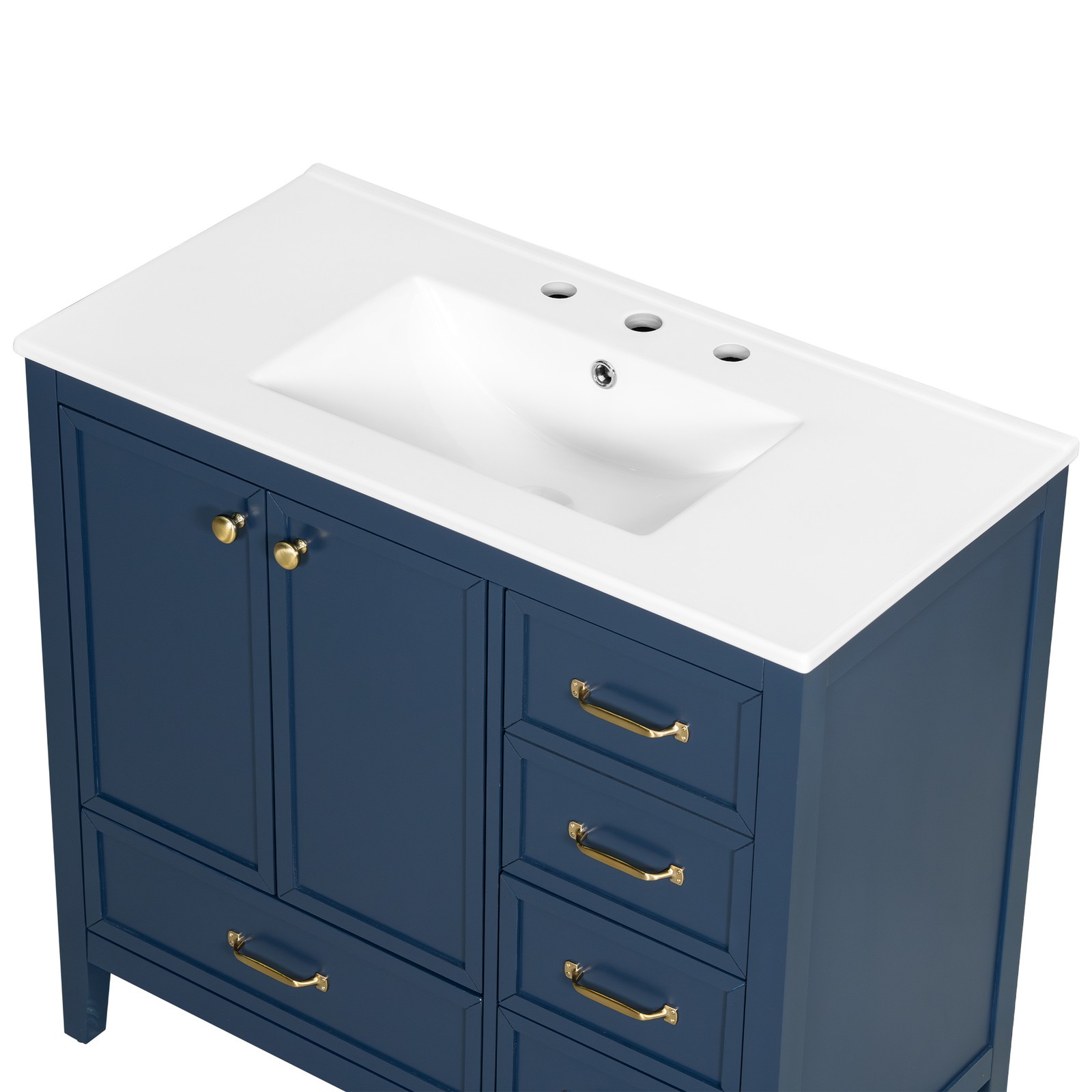 36″ Bathroom Vanity with Sink & Soft-Closing Doors, Blue
