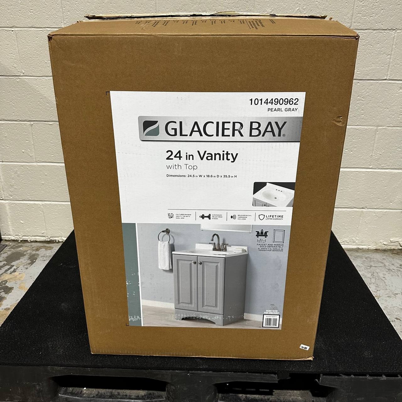 Glacier Bay 25″ Single-Sink Vanity – Pearl Gray with White Cultured Marble Top