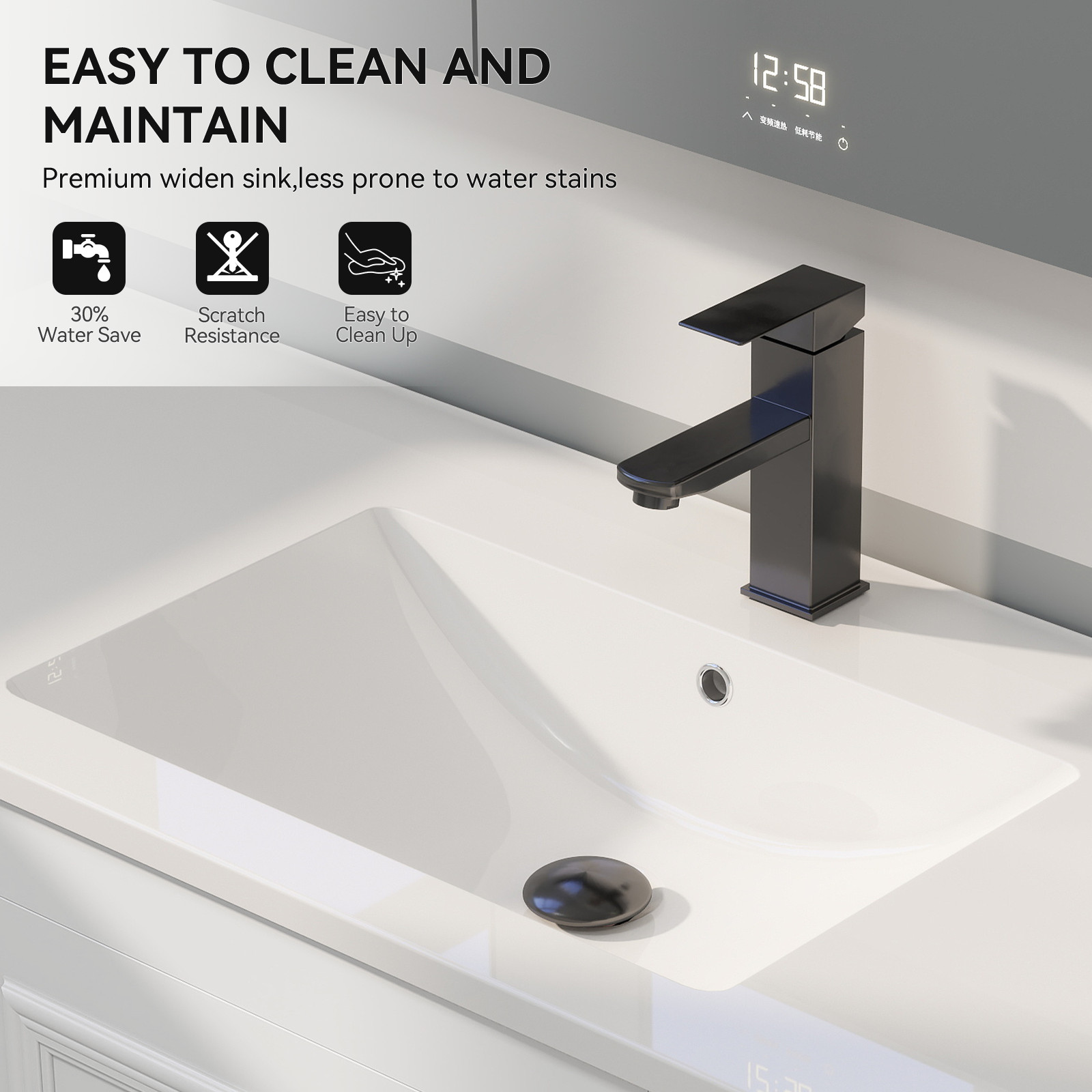 48″ White Wall Mount Floating Bathroom Vanity with Sink 2 Soft Close Drawers