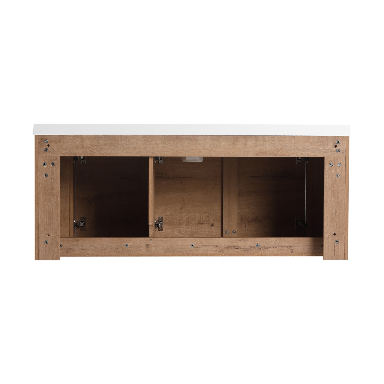 48″ Plywood Floating Wall-Mounted Bathroom Vanity Resin Sink 3 Soft-Close Doors