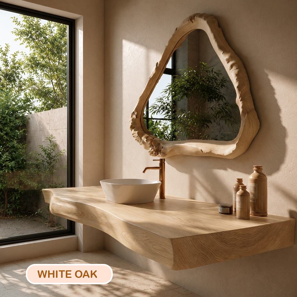 Bathroom Vanity Modern Live Edge Solid Wood Countertop Sink Top Bathroom