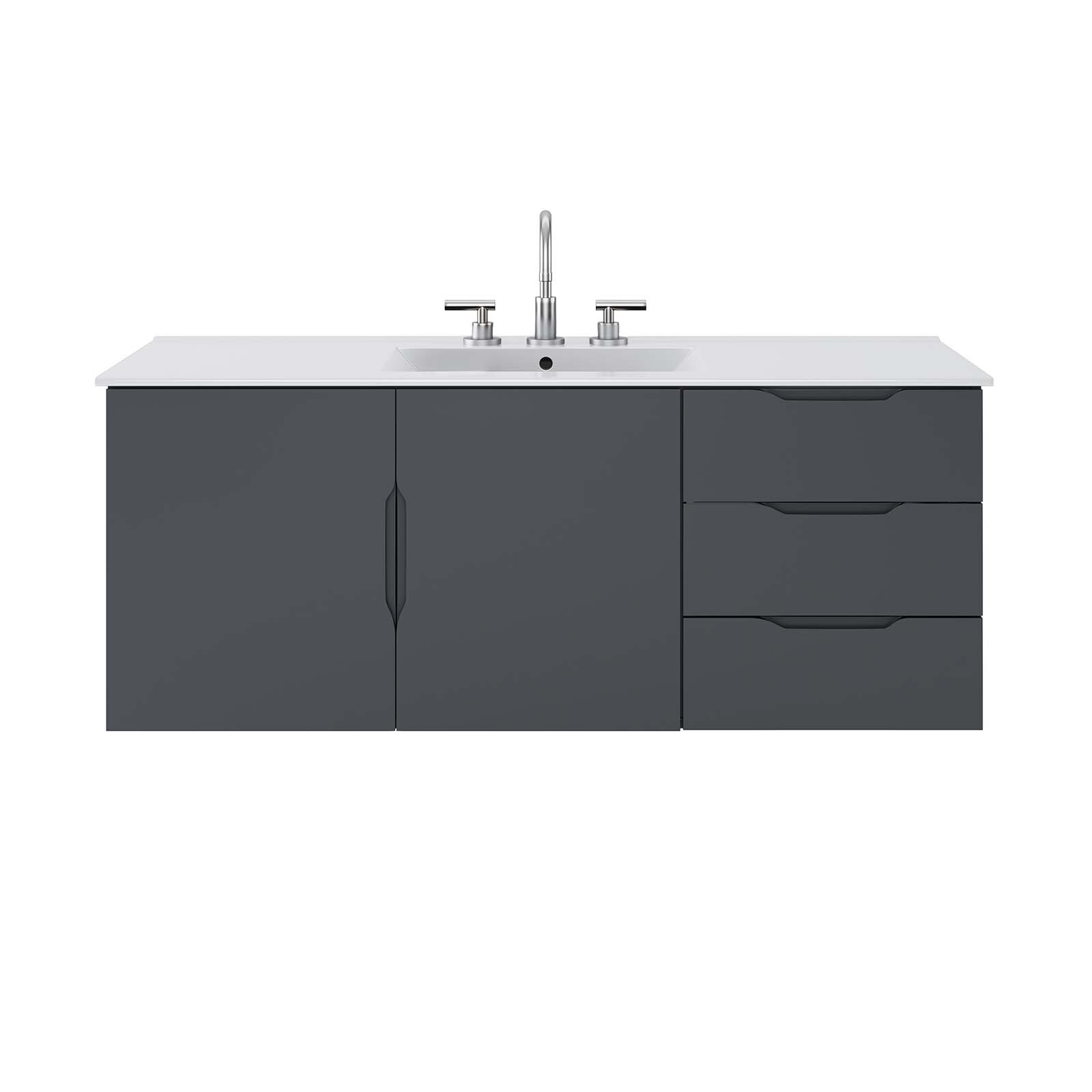 Modway Vitality 48″ Single Sink Wall-Mount Bathroom Vanity in Gray White