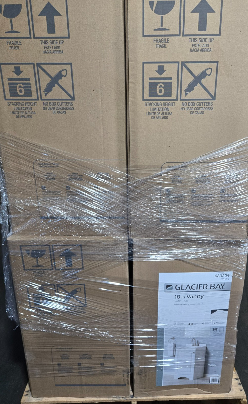 Pallet Sale – 8 Boxes – Glacier Bay 18in Vanity w/Top