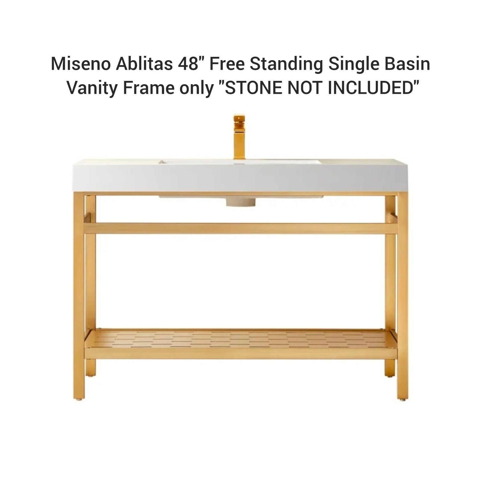 New Miseno Ablitas 48″ Free Standing Single Basin Vanity Brush Gold Frame Only
