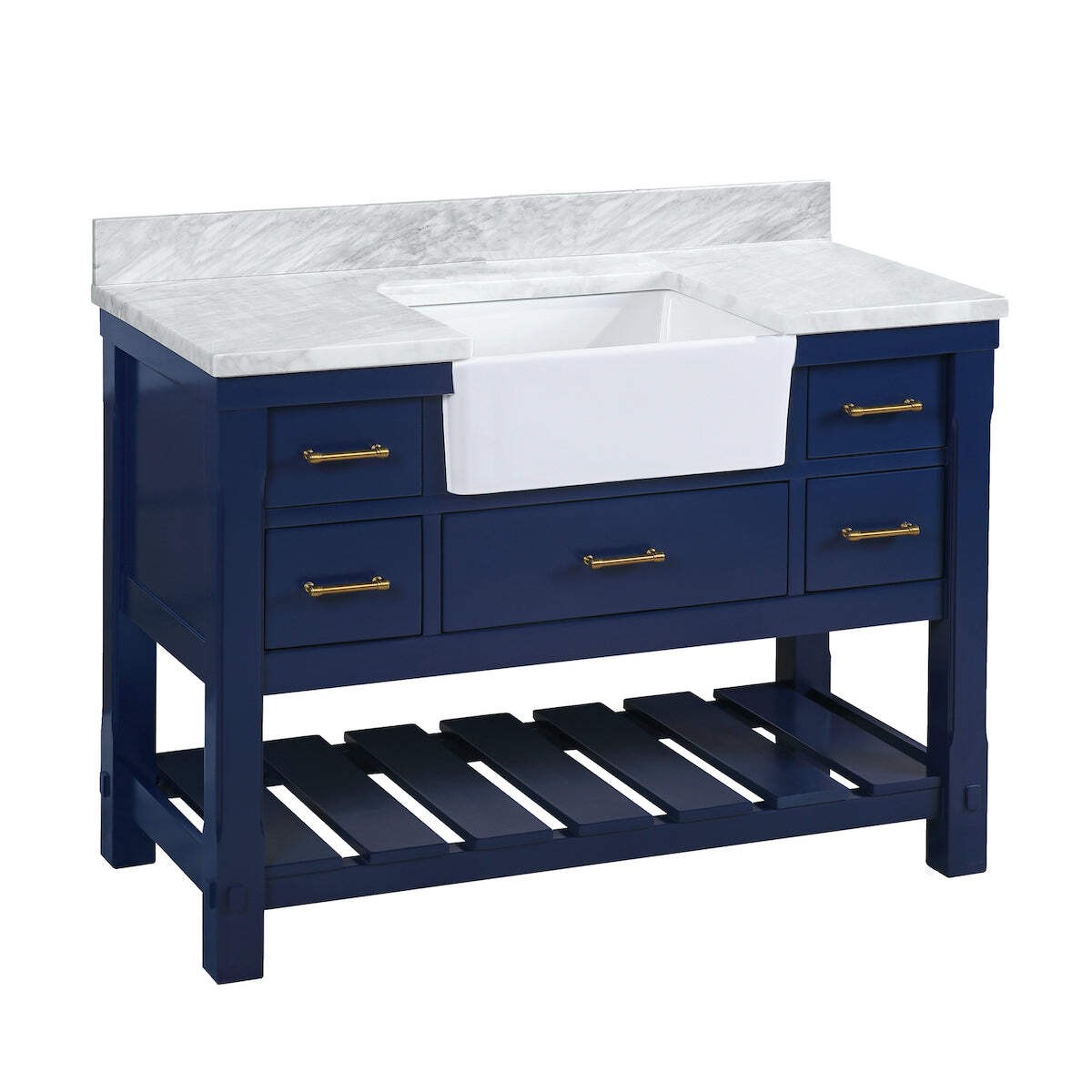Charlotte 48-inch Farmhouse Vanity with Carrara Marble Top