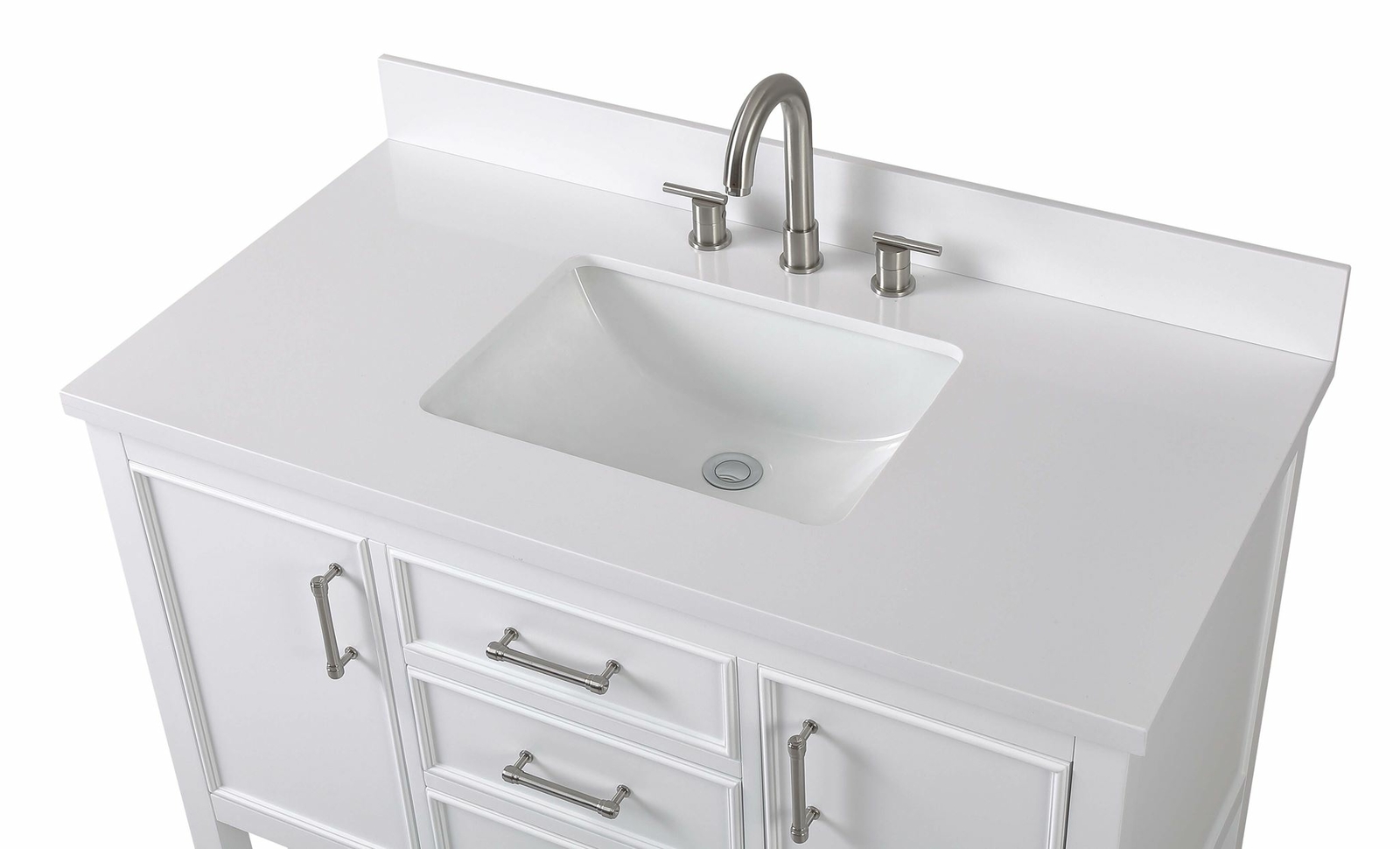 42 inch White Color Finish Single Sink Bathroom Vanity – Felton SKU