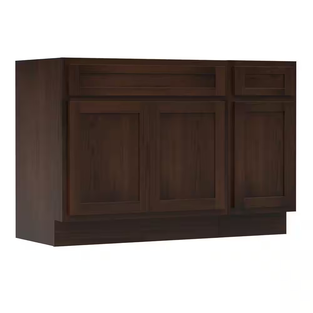 45 In. W X 21 In. D X 32.5 In. H Bath Vanity Cabinet without Top in Brown (Unass