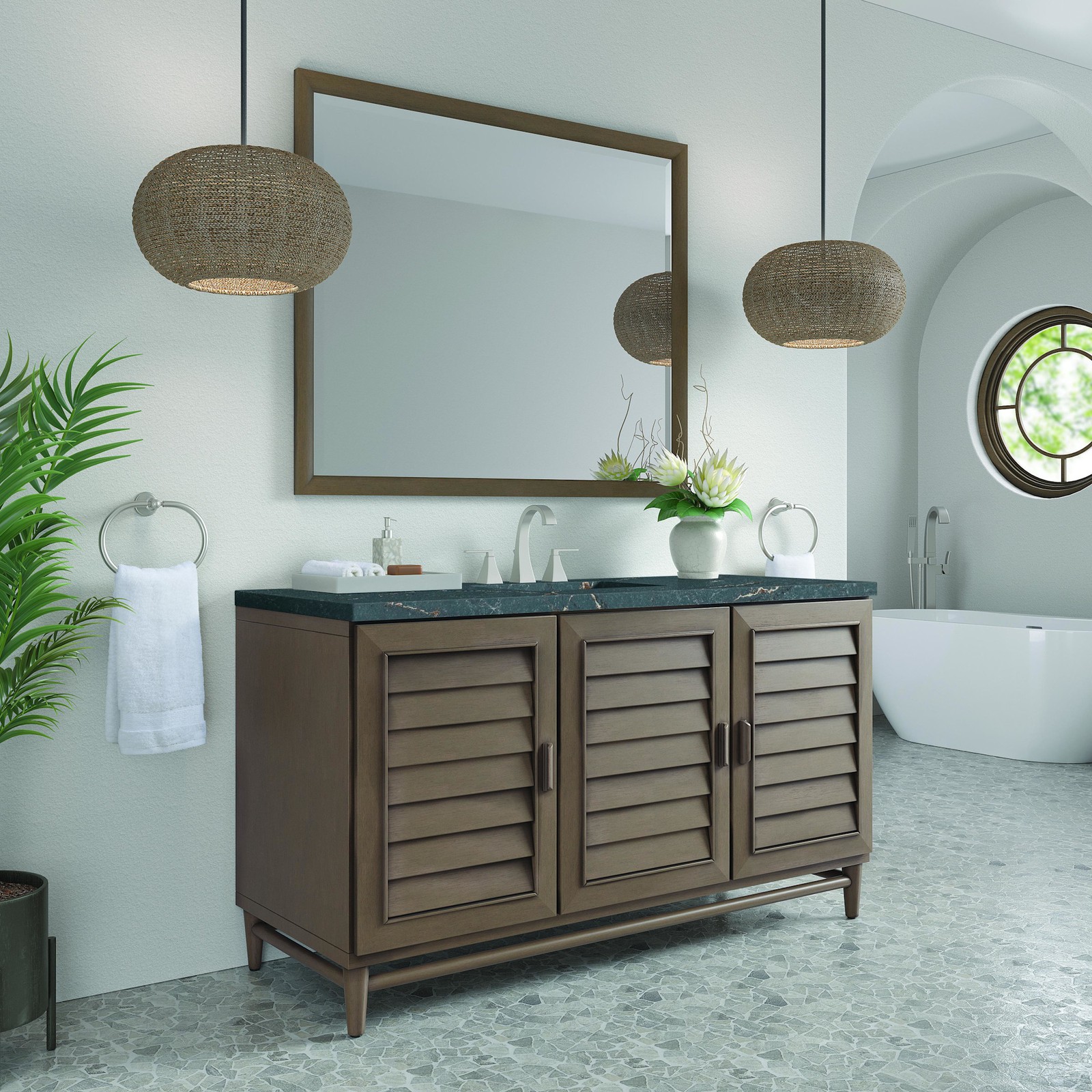 James Martin Vanities 620-V60S-3PBL Portland 60″ Single Basin – Wood