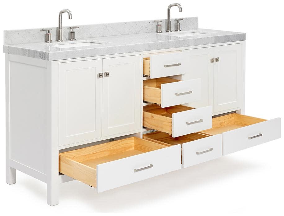 Ariel A072DCW5RVO Cambridge 72″ – Espresso / Italian Carrara Marble Top /