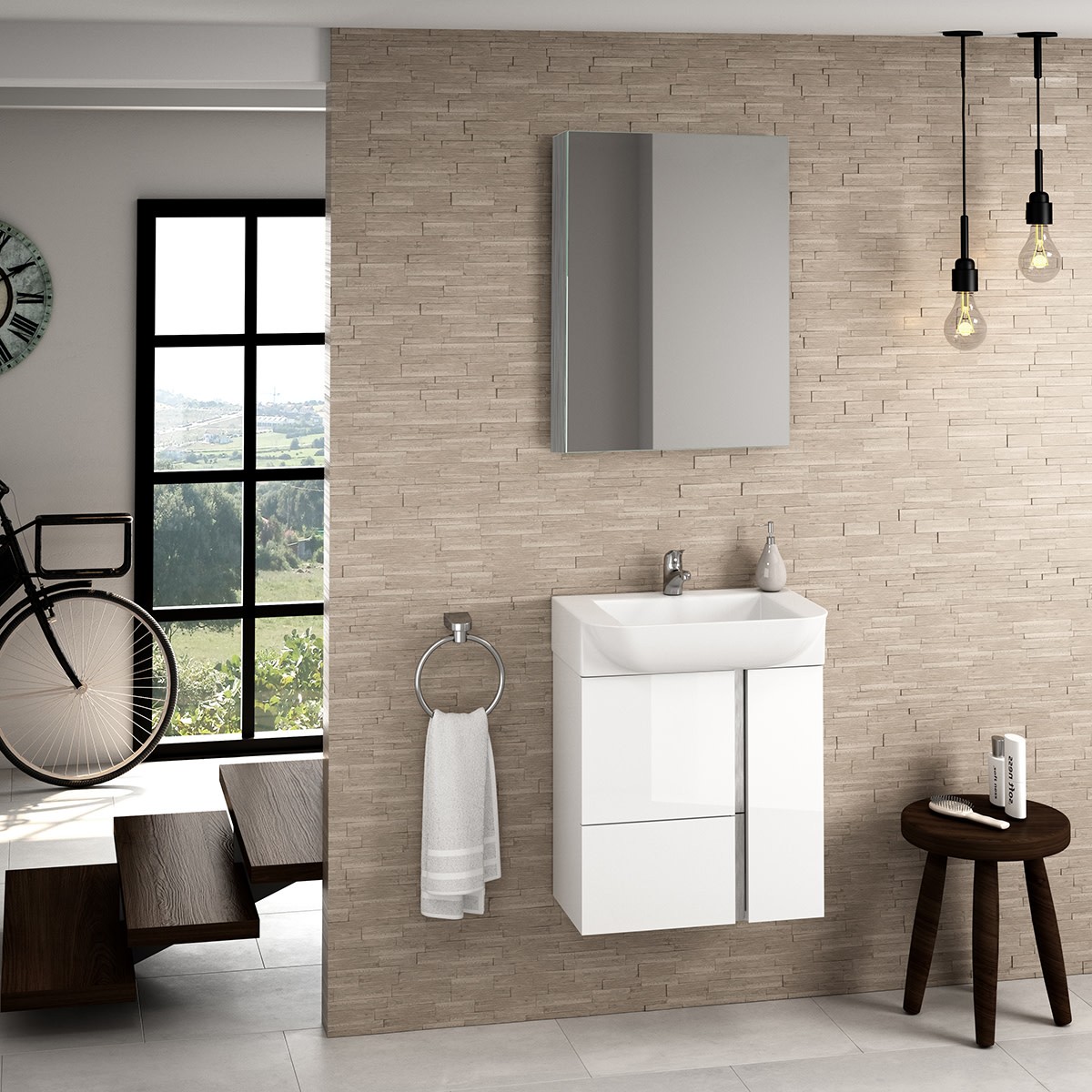 WS Bath Collections Camilia C55 Camilia 24″ Wall Mounted Single – White