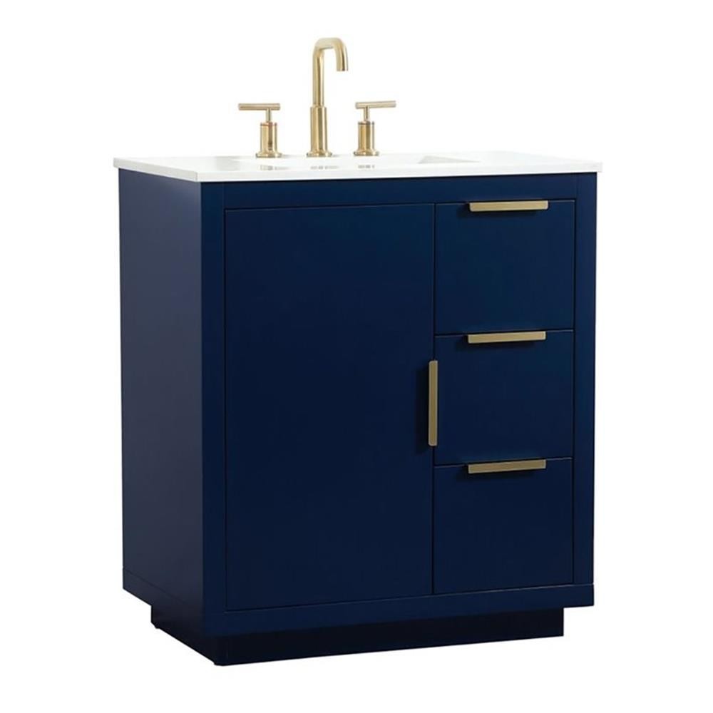 Elegant Decor Blake 30″ Aluminum Alloy MDF Single Bathroom Vanity in Blue