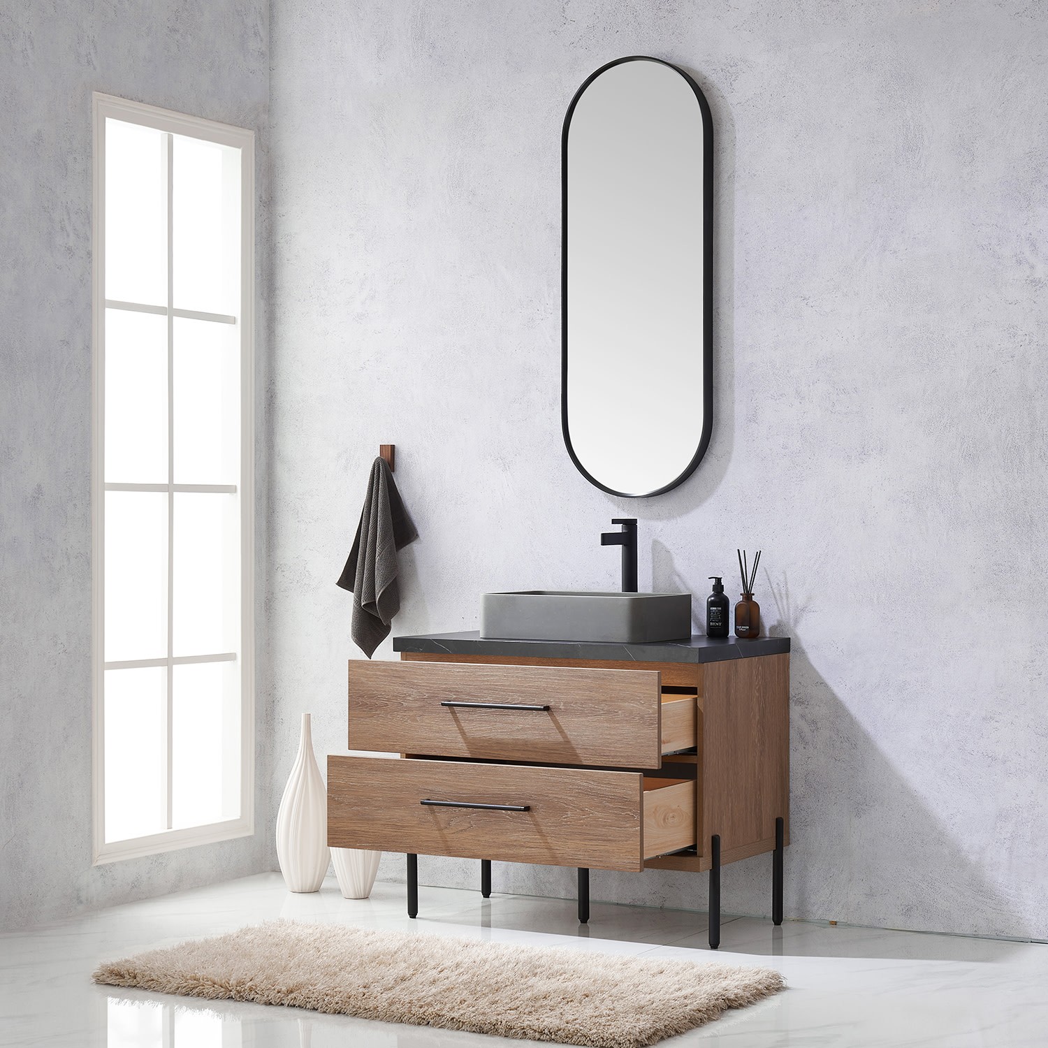 Miseno MV-705136S Trento 36″ – North American Oak / Black