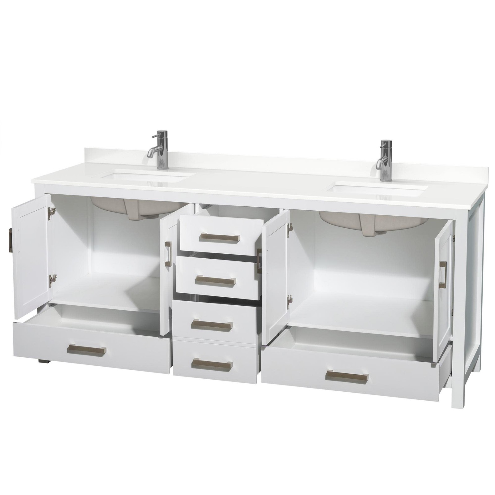 Wyndham Collection WCS141480D-QTZ-UNSMXX Sheffield 80″ – Gray / White Quartz Top