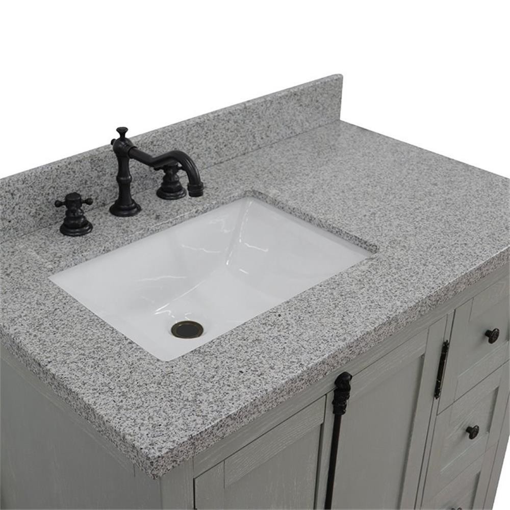 Plantation 37″ Solid Wood Single Wooden Vanity with Left Rectangle Sink in Ash