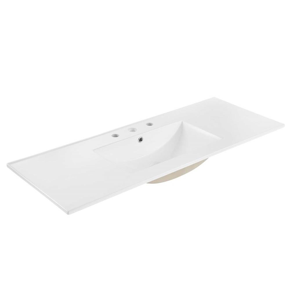 Modway Chaucer 48″ Single Sink Wood & Metal Bathroom Vanity in Oak and White
