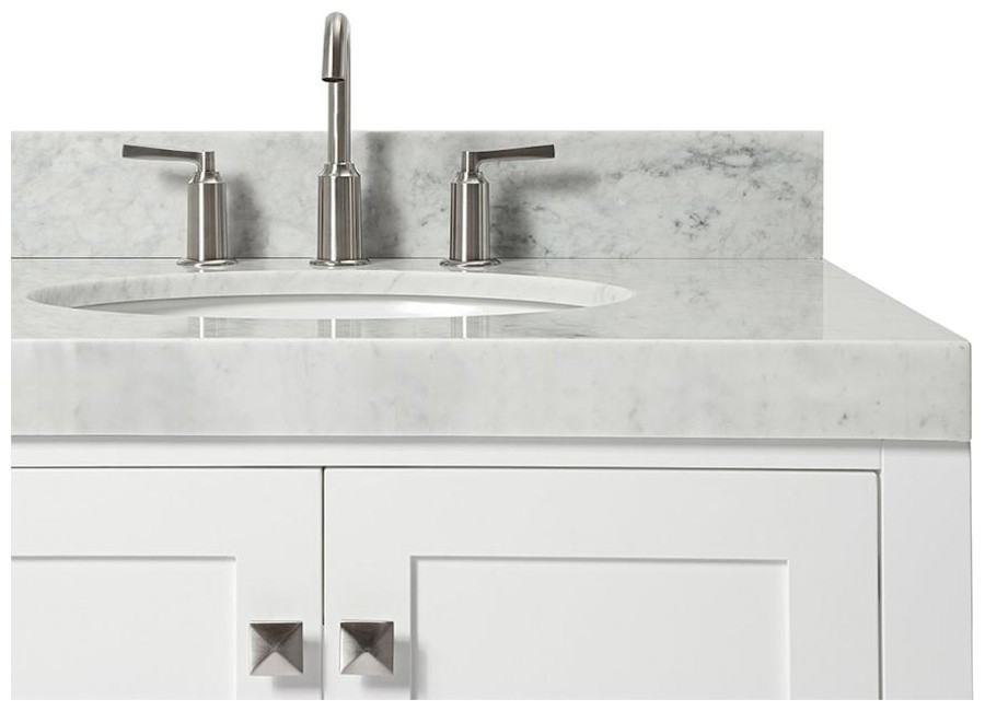 Ariel A042SRCW5OVO Cambridge 43″ – White / Italian Carrara Marble Top / Brushed