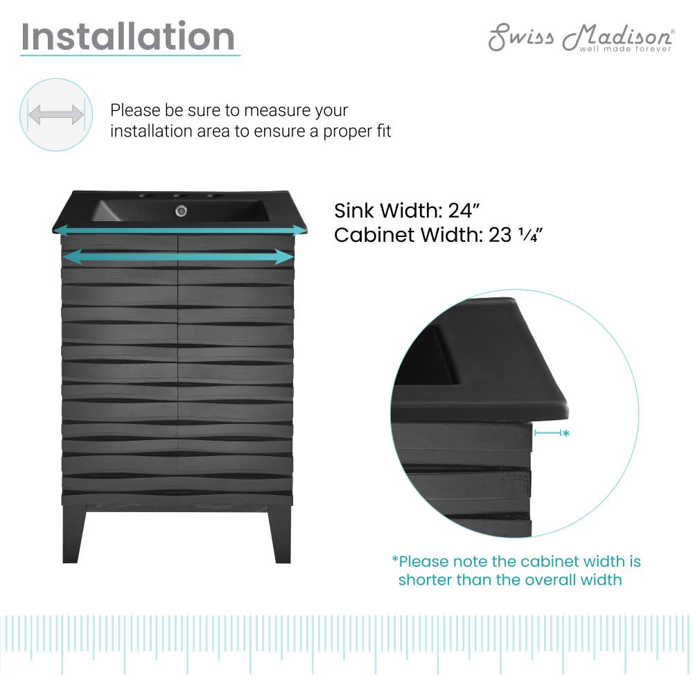 Swiss Madison SM-BV470-3 Cascade 24″ – White Oak / Matte Black