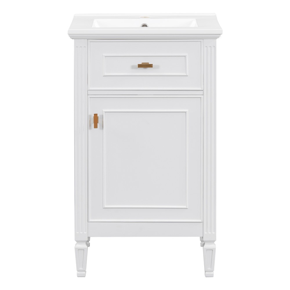 20″ Bathroom Vanity w/Sink, Freestanding Vanity Storage Cabinet, Shelves, Drawer
